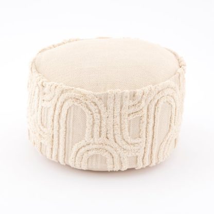 An Image of Curves Tufted Natural Pouffe