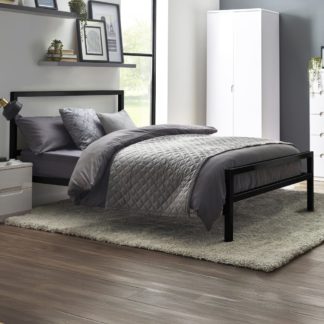 An Image of Soto - Double - Low Foot-End Metal Bed - Satin Black - Metal - 4ft6 - Happy Beds