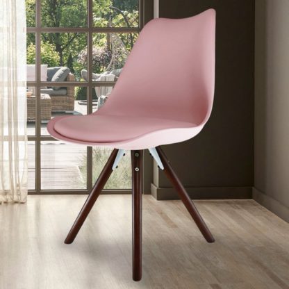 An Image of Fusion Living Soho White Plastic Dining Chair with Pyramid Legs