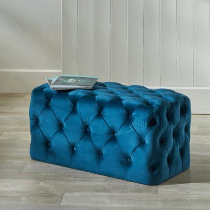 An Image of Seraphina Velvet Buttoned Ottoman