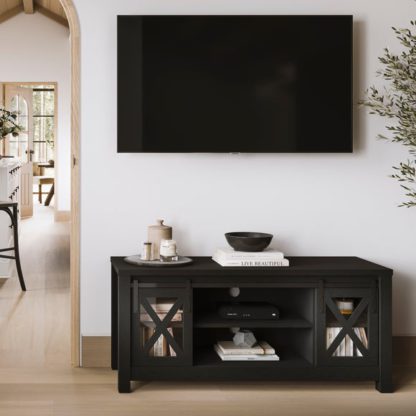 An Image of Clover TV Unit for TVs up to 55", Black Glass