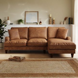 An Image of Beatrice Relaxed Faux Leather Corner Chaise Sofa