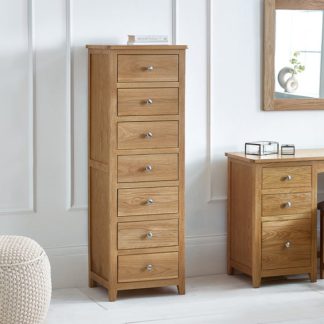 An Image of Jenkins 7 Drawer Narrow Chest, Oak