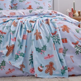 An Image of Catherine Lansfield Gingerbread Fleece Throw 130cm x 170cm Blue