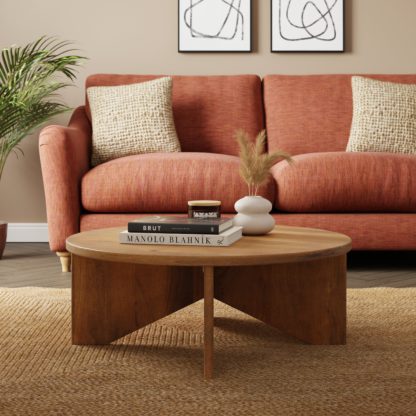 An Image of Kalpen Coffee Table, Mango Wood Dark Wood (Brown)