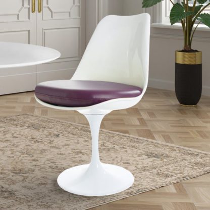 An Image of Fusion Living White Tulip Dining Chair with PU Cushion