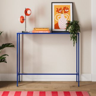 An Image of Cerano Slim Console Table, Metal Blue