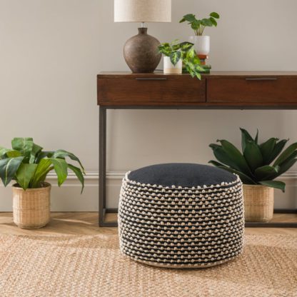 An Image of Jersey Bobble Round Pouffe