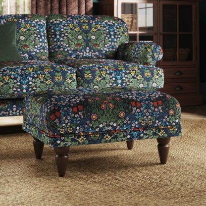 An Image of Jolene William Morris Blackthorn Print Velvet Footstool