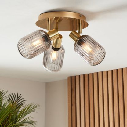 An Image of Riley Mid Century Ribbed 3 Light Spotlight