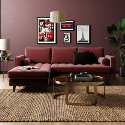 An Image of Zoe Velvet Corner Chaise Sofa