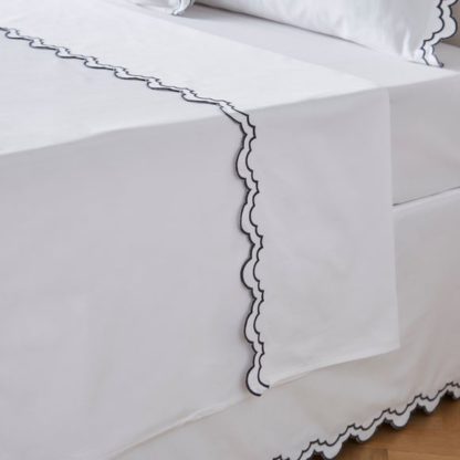 An Image of Dorma Double Scallop 100% Cotton Flat Sheet