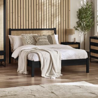 An Image of Padstow - King Size - Rattan Bed - Black - Wooden - 5ft - Happy Beds