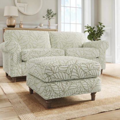 An Image of Flori Woven Leaf Fabric Footstool