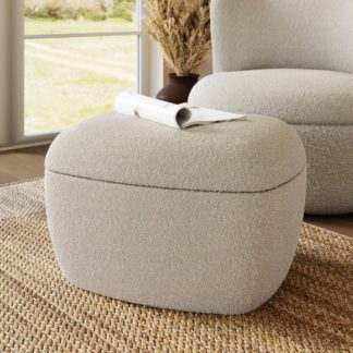 An Image of Modern Curves Tonal Boucle Storage Footstool