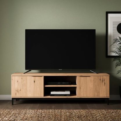 An Image of Reynolds Wide TV Unit for TVs up to 60", Rustic Oak Effect