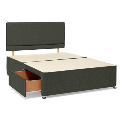 An Image of Return - Universal Chenille Divan Base, Double Charcoal with 2 Drawers