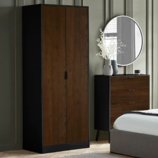 An Image of Alba – 2 Door Wardrobe – Walnut and Black – Lacquered MDF - Happy Beds