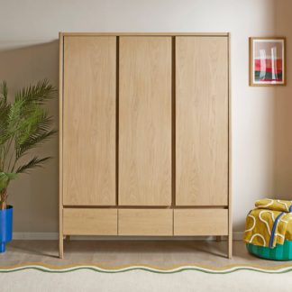 An Image of Elements Holmes Triple Wardrobe, Oak