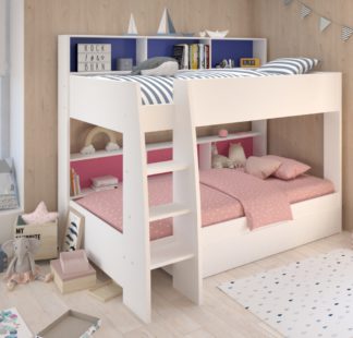 An Image of Tam Tam- Kids Bunk Bed - Underbed Storage - White Wood - Single - 3ft - Happy Beds