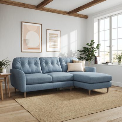 An Image of Sven Chunky Tonal Weave Large Corner Chaise Sofa