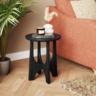 An Image of Ashwin Side Table, Mango Wood Black