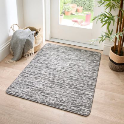 An Image of Marvel Boucle Broken Stripe Washable Rug