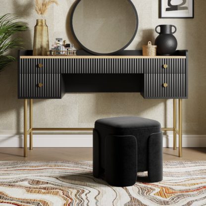 An Image of Hailey Velvet Footstool Black