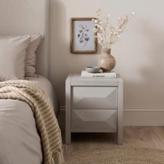 An Image of Watkins 2 Drawer Grey Wash Bedside Table, Mango Wood