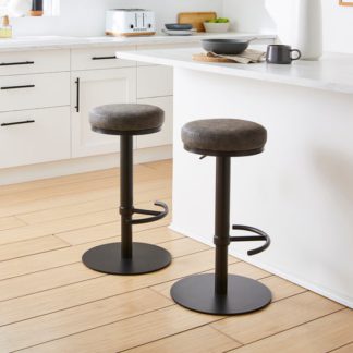 An Image of Jesper Adjustable Height Bar Stool, Charcoal Faux Leather