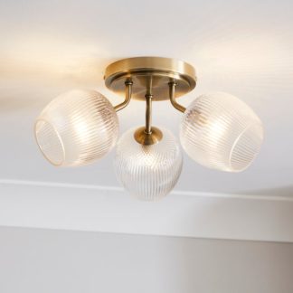 An Image of Cassia Ribbed 3 Light Semi Flush Ceiling Light