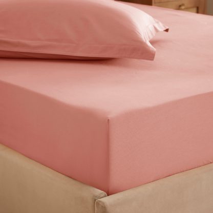 An Image of Soft Washed Recycled Cotton Fitted Sheet Rhubarb