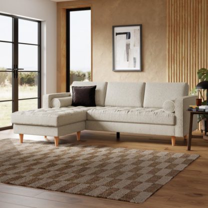 An Image of Zoe Boucle Fleck Corner Chaise Sofa