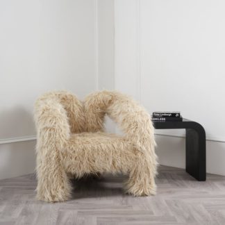 An Image of Freyja Ivory Faux Fur Accent Chair