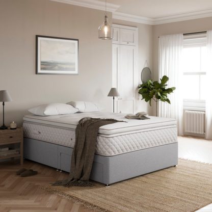 An Image of Fogarty Open Coil Memory Pillowtop Mattress and Divan Set, Faux Linen