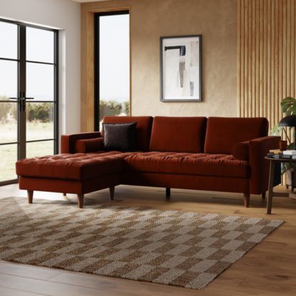 An Image of Zoe Casual Sit Velvet Corner Chaise Sofa