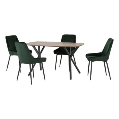 An Image of Athens Rectangular Dining Table with 4 Avery Chairs, Oak Effect