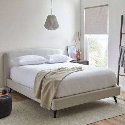 An Image of Modern Curved Upholstered Bed Frame, Small Double Grey