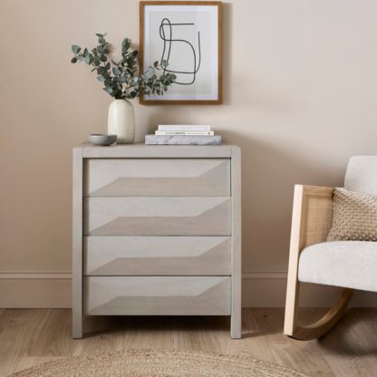 An Image of Watkins Grey Wash 4 Drawer Chest, Mango Wood