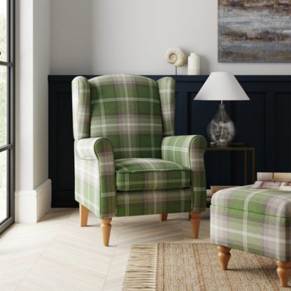 An Image of Oswald Check Wingback Armchair