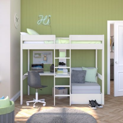 An Image of Stompa Uno Highsleeper With Chair Bed And Cushion Set, Pine