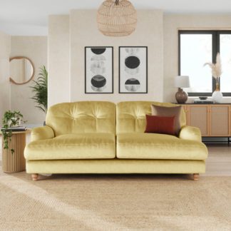 An Image of Return - Martha Vintage Velvet 3 Seater Sofa, Sunshine