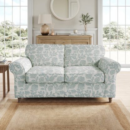 An Image of Flori Woven Floral Fabric 2 Seater Sofa