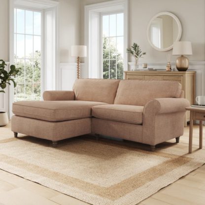 An Image of Flori Tonal Plush Chenille Corner Chaise Sofa