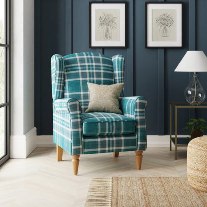 An Image of Oswald Check Wingback Armchair