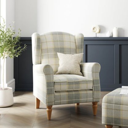 An Image of Oswald Check Armchair, Green