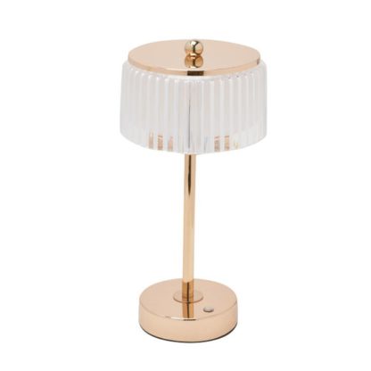 An Image of Hestia Gold Base Crystal Trim Rechargeable Colour Changing LED Touch Table Lamp