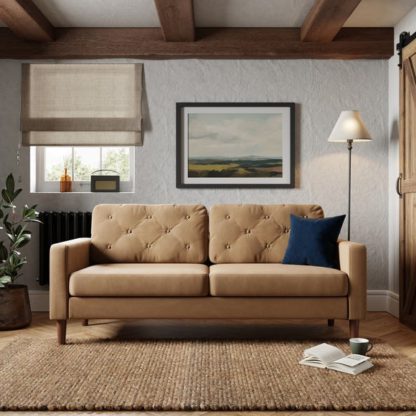 An Image of Jacob Velvet Buttoned Compact 3 Seater Sofa