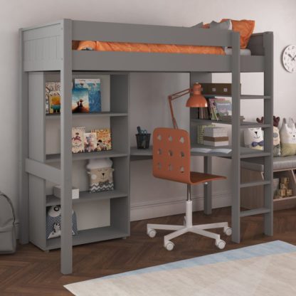 An Image of Stompa Classic Highsleeper with Desk and Bookcase