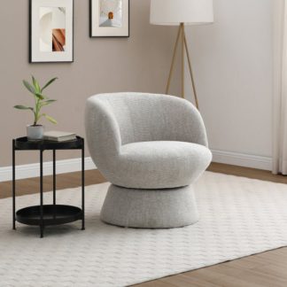 An Image of Tulip Chenille Curved Swivel Accent Chair